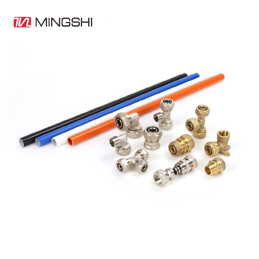 Mingshi Plumbing Materials Underfloor Heating System Watermark/Acs/Aenor/Skz/Cstb/Wras Certified Pex-Al-Pex Fitting Male Straight Compression Brass Fittings