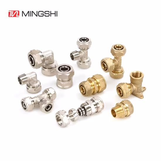 Mingshi Plumbing Materials Underfloor Heating System Watermark/Acs/Aenor/Skz/Cstb/Wras Certified Pex-Al-Pex Fitting Male Straight Compression Brass Fittings